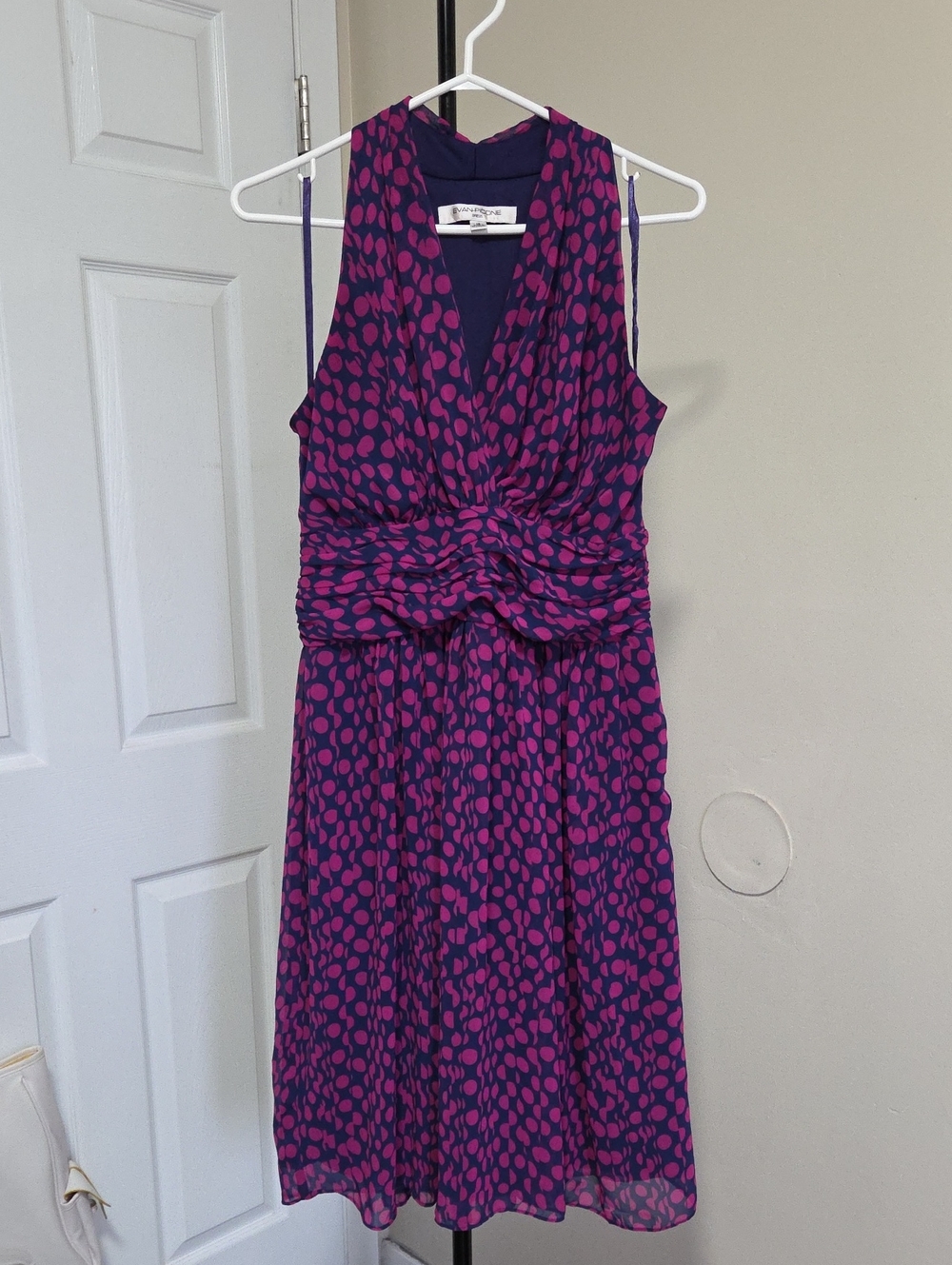 Evan Picone Purple Dress with Pink Dot Print